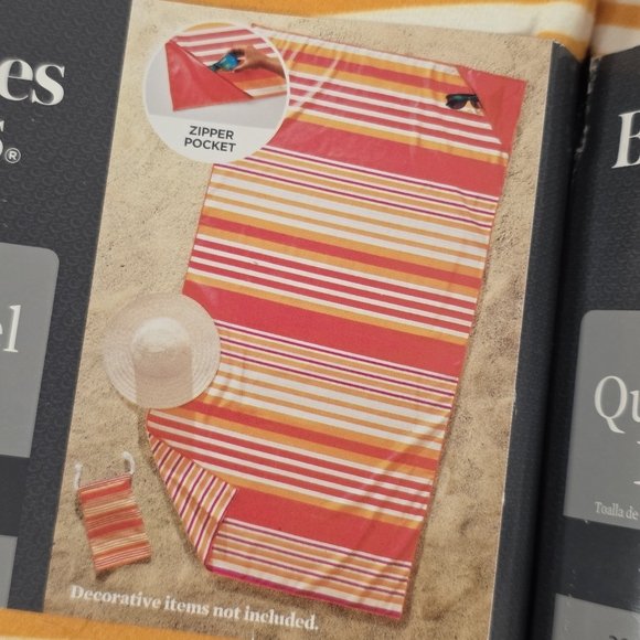 Better Homes And Gardens Coral Stripe Quick Dry Beach Towel Lot Of 2 38x72 NWT - Picture 5 of 5